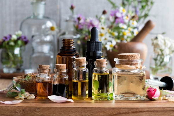 Seven bottles of essential oils for seasonal allergy relief